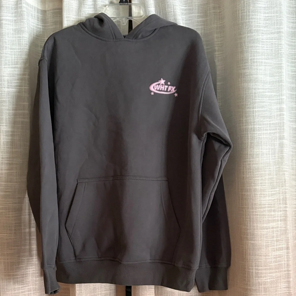 White Fox Gray Hoodie with Pink Logo - Picture 1 of 3
